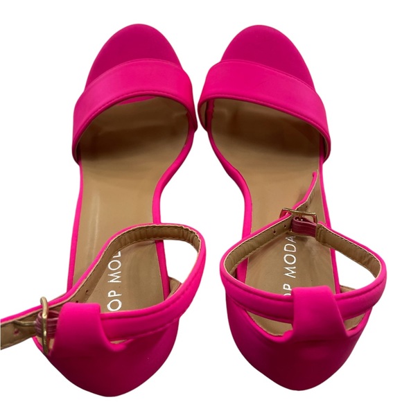 Hot pink chunky 4.5 heel,Ankle strap,Open toe, size 7, New - Picture 9 of 11